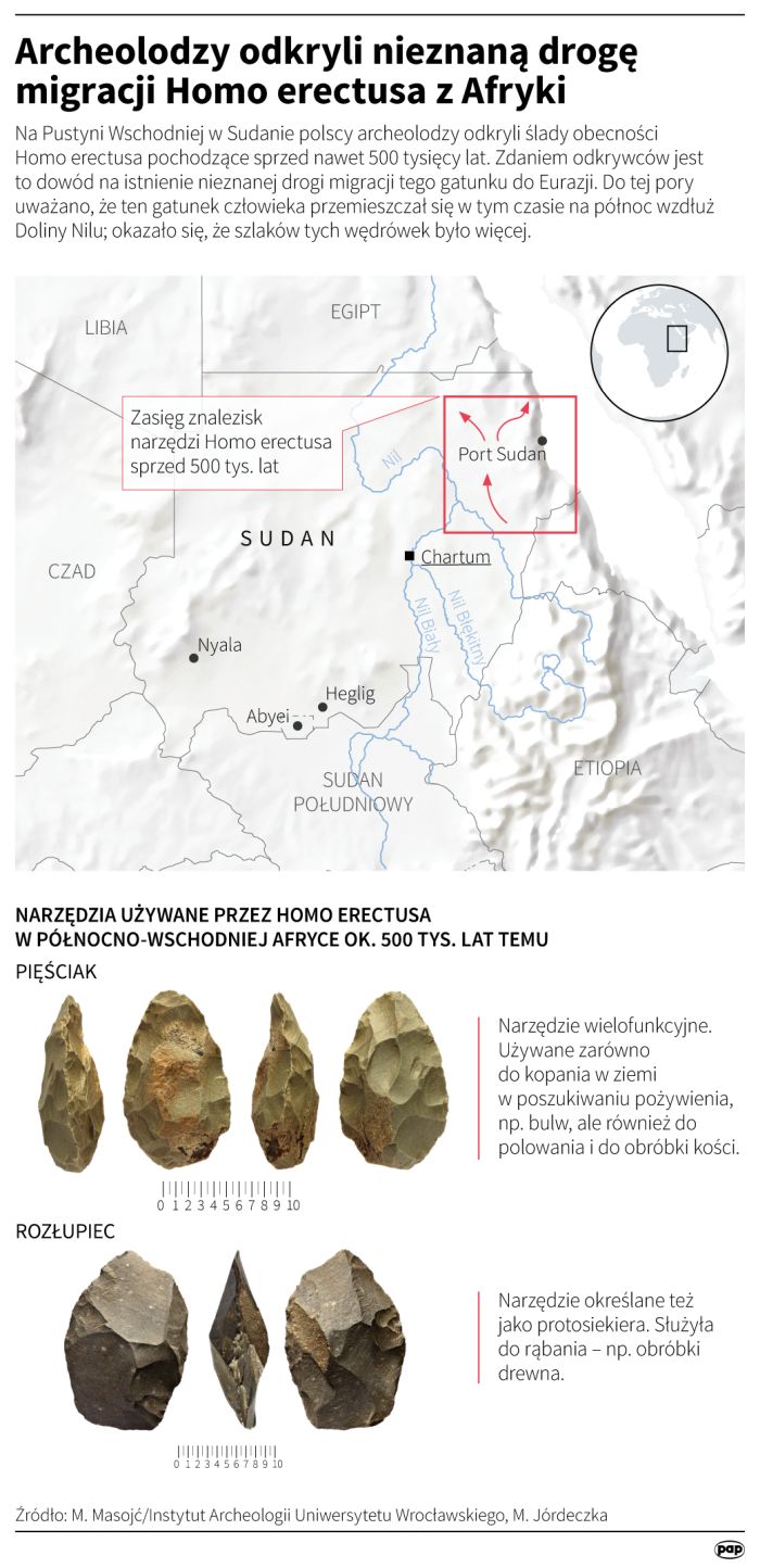 Migracje Homo erectus z Afryki. Źródło: Infografika PAP