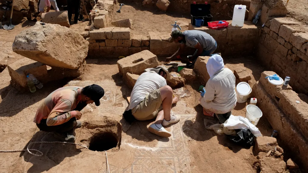 Exploration and conservation of the ruins of a house from the 1st half of the 3rd century CE in Ptolemais, June 2024. Credit: Piotr Jaworski