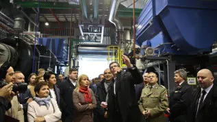 European Commissioner for Internal Market and Services Elżbieta Bieńkowska (centre-L), Robert Boroch (centre-R) and Deputy Minister of Infrastructure and Development Iwona Wendel (L), at the opening of the Cold Flow Turbine Test Facility in Zielonka near Warsaw. Photo: PAP/ Rafał Guz 03.11.2015