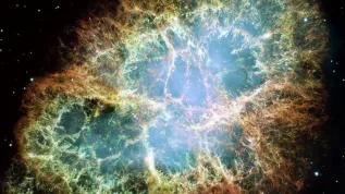 Crab Nebula. It is thought to be the remains of a star explosion in our galaxy almost 1,000 years ago (a supernova noticed by Chinese and Arab astronomers in 1054). Credit: NASA, ESA, J. Hester and A. Loll (Arizona State University).