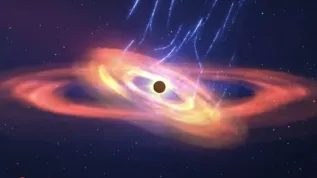 The wobble of material created by a star's tidal disruption allowed scientists to calculate the black hole's rotation speed. Source: Still from MIT video, via YouTube