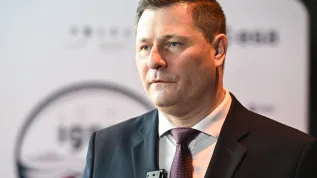 15.04.2025. Przewodnictwo Polski w Radzie UE. Minister rozwoju i technologii Krzysztof Paszyk w drugim dniu III Konferencji Bezpieczeństwa ESA, 15 bm. na Zamku Królewskim w Warszawie.  PAP/Radek Pietruszka