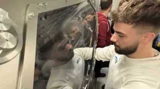 Kacper Odziomek w module szkoleniowym Columbus Europejskiego Centrum Astronautów w Kolonii / Fot. archiwum prywatne
