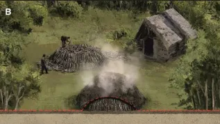 Budowa mielerza, czyli konstrukcji do wypału węgla drzewnego. rys: Tomasz Ryger. Słowiński, M, et al. 2024. Human impacts on environment in the preindustrial forest landscapes in Poland—An overview. Elem Sci Anth, 12: 1. DOI: https://doi.org/10.1525/elementa.2023.00065