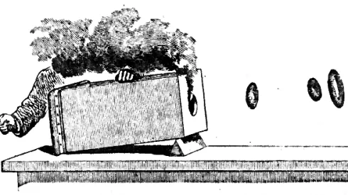 Rycina ilustrująca eksperyment Taita i wizualizacja ruchu powietrza wokół kółka z dymu (Peter Tait, Lectures on Some Recent Advances in Physical Science, MacMillan &amp; Co., London, 1876)