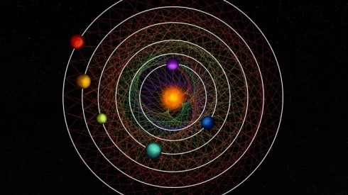 Sześć planet układu HD110067 tworzy wspólnie ciekawy wzór geometryczny, który wynika z ich rezonansu. Źródło: © CC BY-NC-SA 4.0, Thibaut Roger/NCCR PlanetS