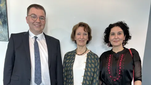 Na zdjęciu prof. Michał Tomza, prof. Maria Leptin, prof. Justyna Olko. Fot. ERC