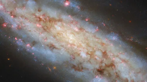 Galaktyka spiralna NGC 3511 sfotografowana przez Kosmiczny Teleskop Hubble’a. Źródło: ESA/Hubble &amp; NASA, D. Thilker.