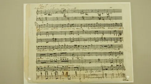 Rękopis pieśni Fryderyka Chopina do słów Stefana Witwickiego pt. "Poseł"  (amb) PAP/Rafał Guz