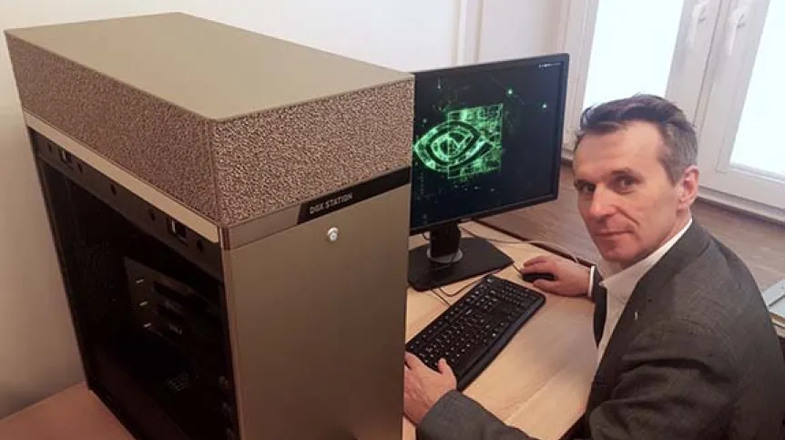Source: Gdansk University of Technology; Prof. Jacek Rumiński from the Department of Biomedical Engineering WETI PG with the NVIDIA DGX Station