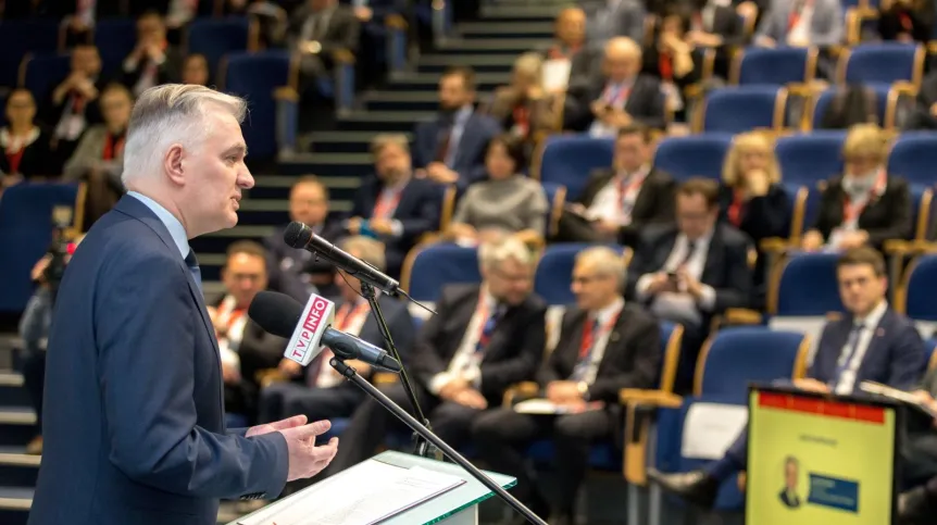 Minister of Science and Higher Education Jarosław Gowin during the opening of the conference "International Students in Poland 2018" in Gliwice. Photo: PAP/Andrzej Grygiel 29.01.2018