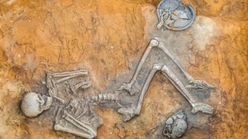 Grave in Kornice, 1561, man aged 30-35. Photo by Maksym Mackiewicz, source - UWr