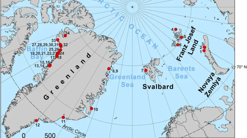 Mapę z lokalizacjami nowych wysp. Źródło: Wiesław Ziaja, Krzysztof Ostafin, UJ