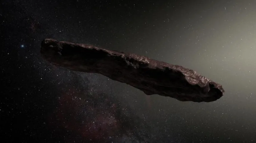 Artist's impression of 'Oumuamua. Source: ESO / M. Kornmesser