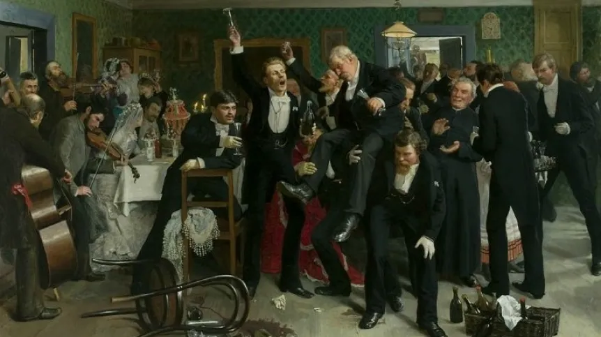 Na fot. Wojciech Piechowski – Weselny toast, 1881, domena publiczna