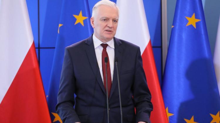 The Minister of Science and Higher Education Jarosław Gowin during a press conference at the Chancellery of the Prime Minister in Warsaw on the current situation related to the threat of coronavirus. PAP/Paweł Supernak 11.03.2020