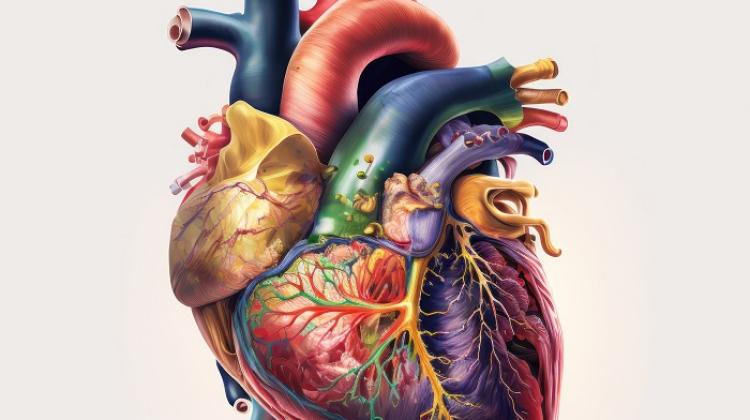 Schemat serca - obraz wygenerowany przy pomocy AI, źródło - Adobe Stock