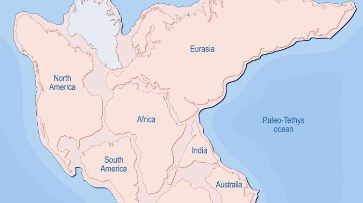 Ilustracja przedstawiająca historyczny układ kontynentów w ramach superkontynentu - Pangei; źródło: Adobe Stock