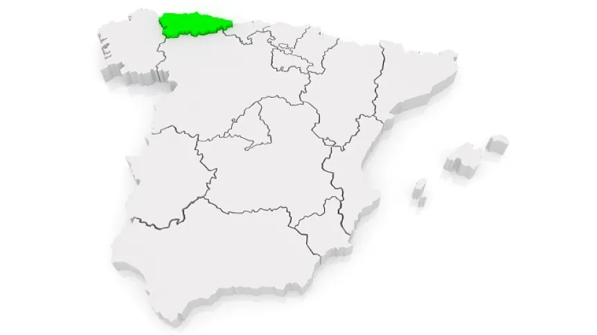 Położenie Asturii na mapie Hiszpanii. Źródło: Adobe Stock