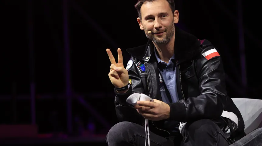 Katowice, 07.12.2025. Astronauta projektowy ESA Sławosz Uznański-Wiśniewski podczas spotkania w ramach 9. Śląskiego Festiwalu Nauki. Fot. PAP/Jarek Praszkiewicz