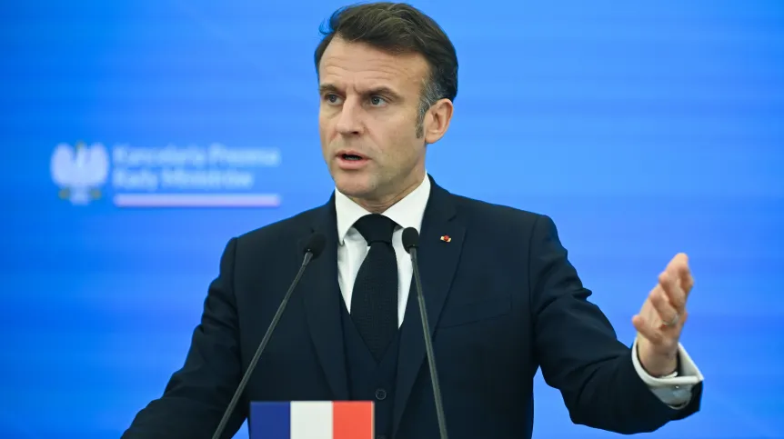 12.12.2024. Prezydent Francji Emmanuel Macron. PAP/Marcin Obara