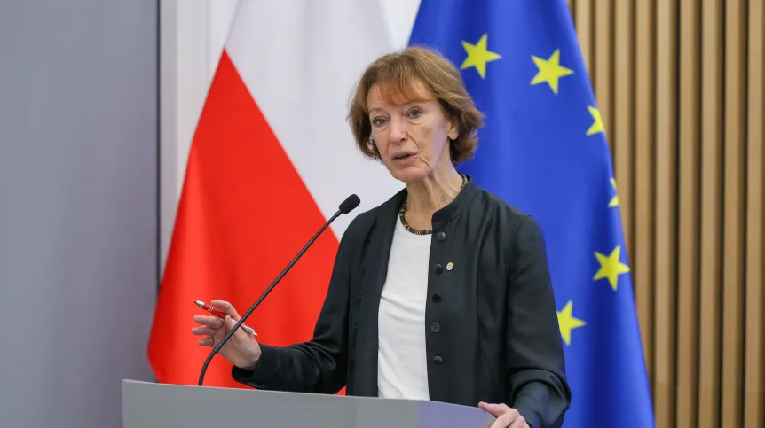 Warszawa, 23.09.2024. Przewodnicząca Europejskiej Rady ds. Badań Naukowych (European Research Council) Maria Leptin. PAP/Paweł Supernak