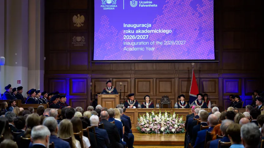 Rektor prof. Krzysztof Wilde podczas inauguracji roku akademickiego 2026/27 na Politechnice Gdańskiej. Fot. materiały prasowe PG