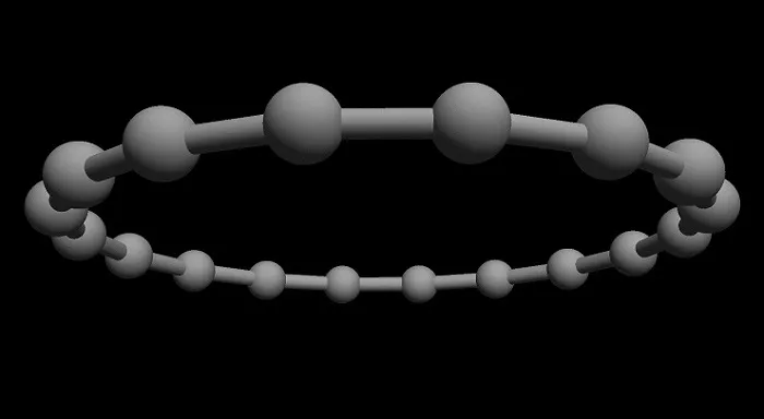 Artist’s vision of a cyclocarbon molecule. Credit: IBM Research