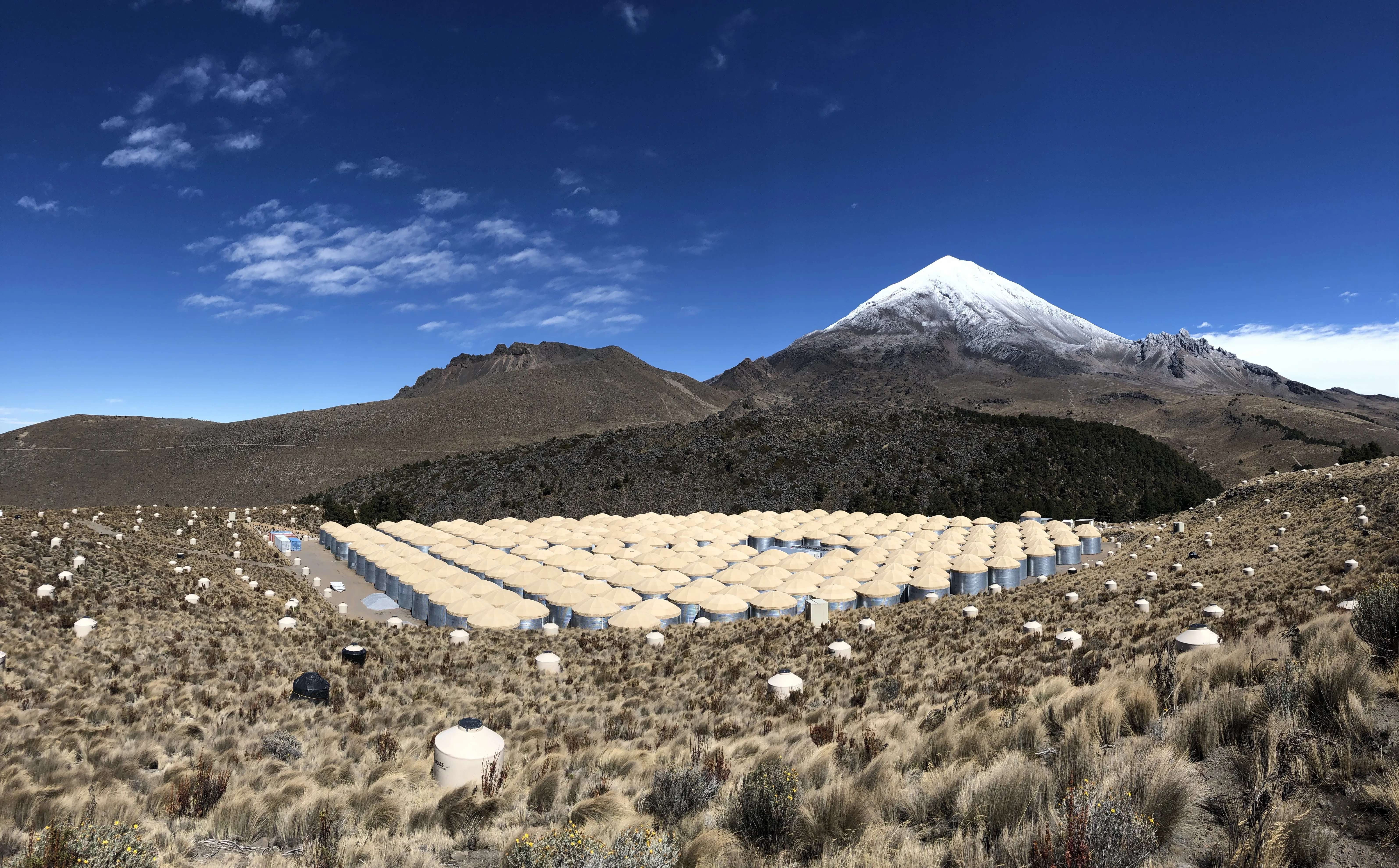 The High-Altitude Water Cherenkov (HAWC) gamma-ray observatory, located on the slopes of the Mexican Sierra Negra volcano. (Source: HAWC Observatory)