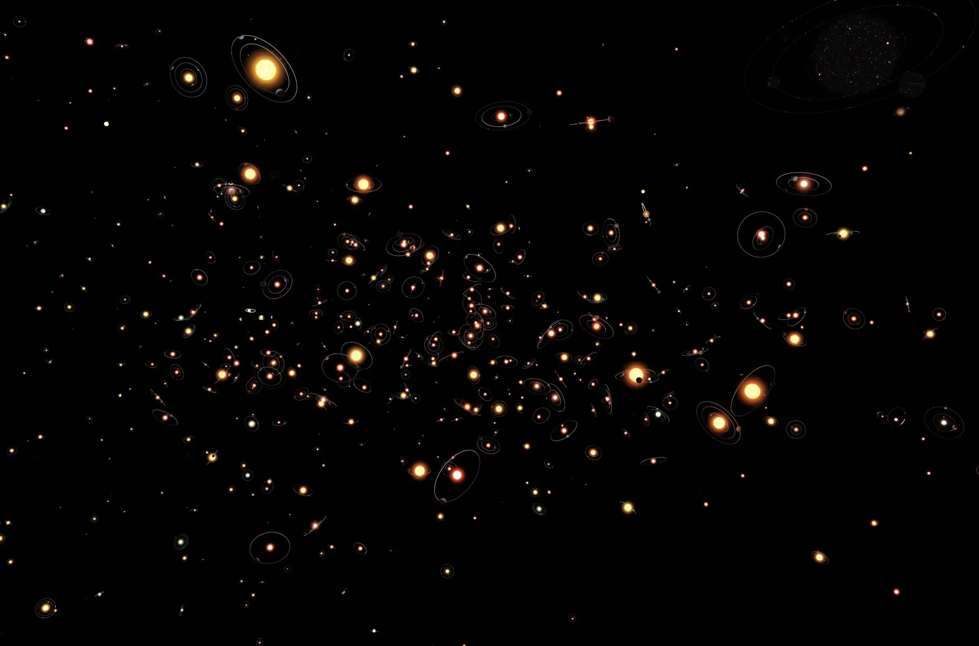 This artists&#039;s cartoon view gives an impression of how common planets are around the stars in the Milky Way. Credit: ESO/M. Kornmesser