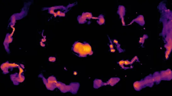Low-resolution image: Different types of radio galaxies powered by the energy of supermassive black holes. Copyright: Maya Horton and the LOFAR surveys collaboration