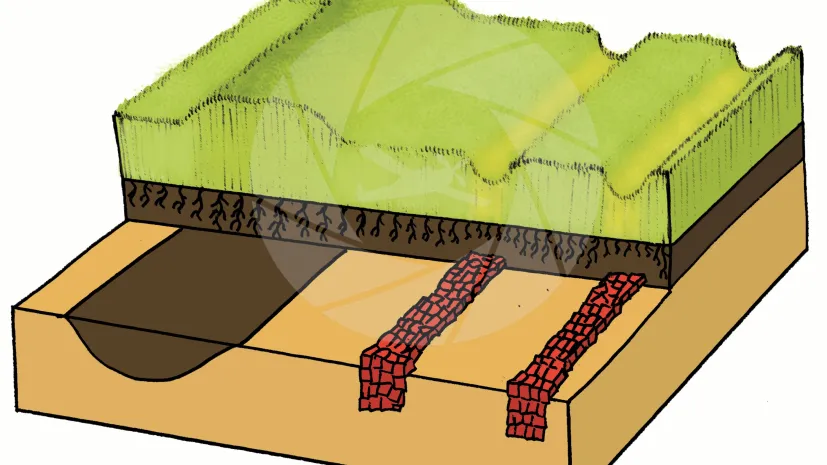 Rys. Dlaczego niektóre konstrukcje i dawne pozostałości po działalności człowieka widoczne są tylko z lotu ptaka? Źródło: archeolot.pl