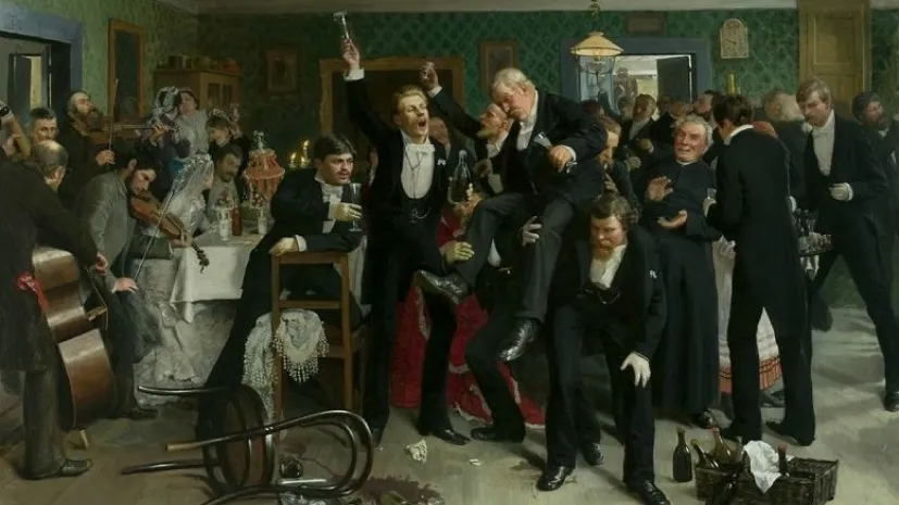 Na fot. Wojciech Piechowski – Weselny toast, 1881, domena publiczna