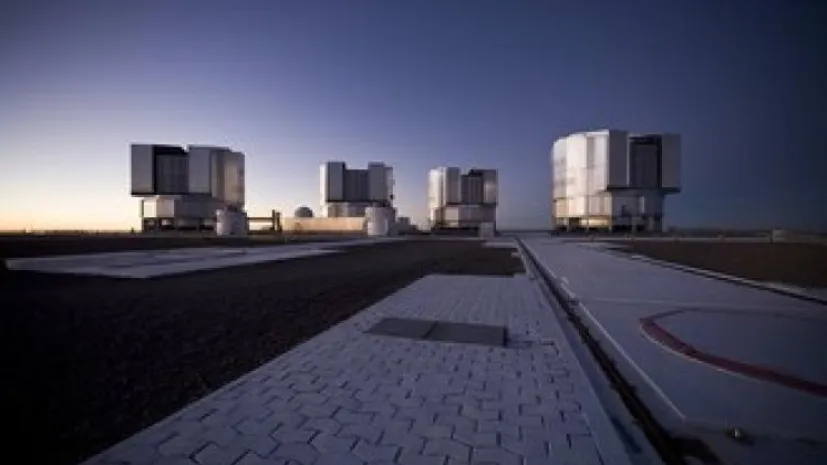 VLT telescope facility on Cerro Paranal at sunset. Credit: ESO/H.H. Heyer