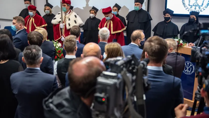 21.10.2021. Inauguracja roku akademickiego 2021/2022 na Akademii Zamojskiej w Zamościu. PAP/Wojtek Jargiło